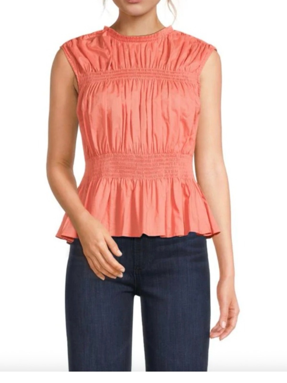 Women’s Coral Smocked Waist Peplum Camisole